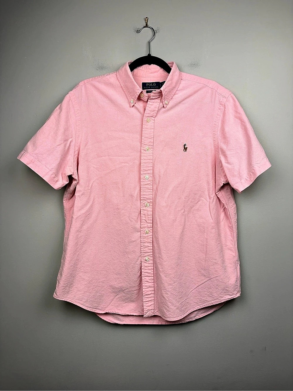 Polo Ralph Lauren Men’s Large Pink Oxford Shirt Classic Fit Short Sleeve Pony